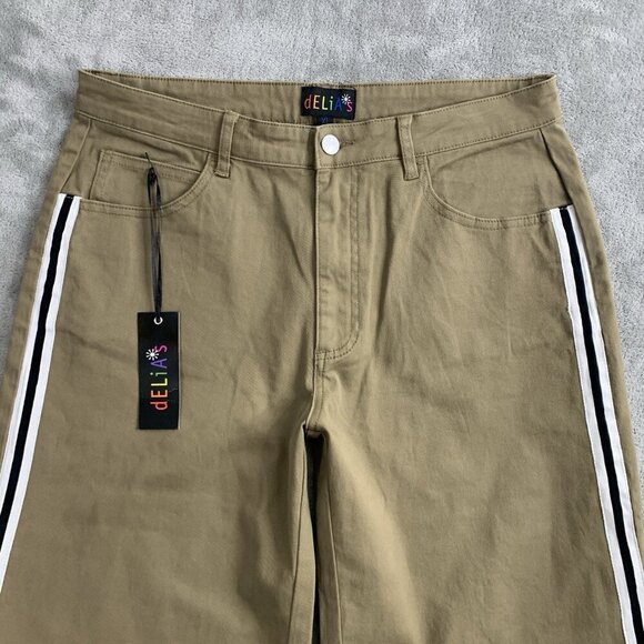 dELiA’s by Dolls Kill Pant Women XL Khaki Chasing Pavements Wide Leg Y2K Grunge - Picture 12 of 16